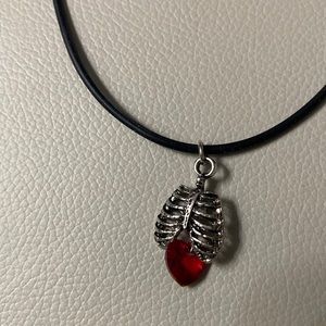 Rib cage and heart Halloween necklace